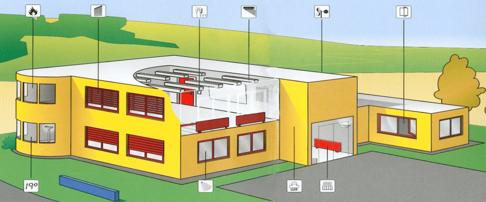 colegio con elementos de control domótico